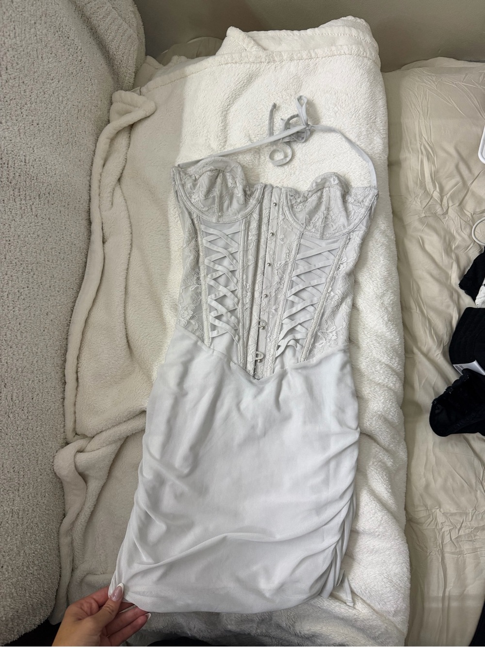 Strapless White Lace Corset Dress